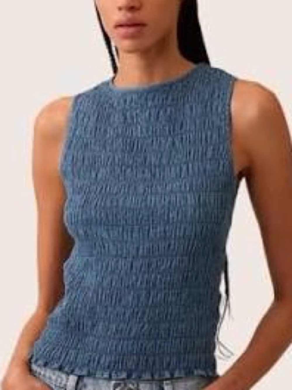 NWT Jane + Delancey Denim Blue Smocked Sleeveless Top
